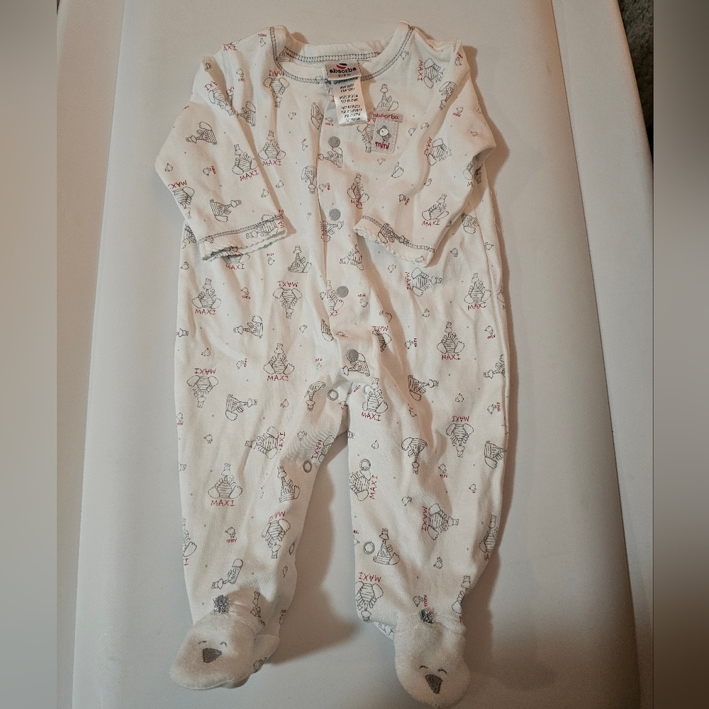 Absorba Cream Footie with Mini Maxi Goose Pattern